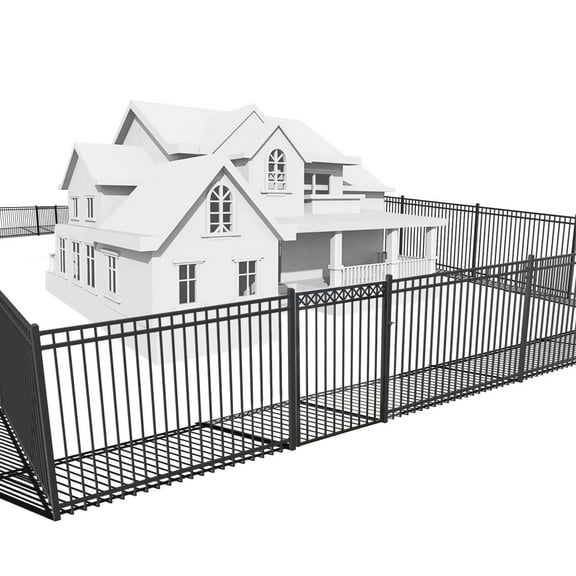 CAPHAUS 52FT Heavy Duty Flat Top Fence Barrier Kit, Anti-Rust Metal Steel Fence with 6FT Height X 6FT Width Panels, with Decorative Fence Gate, Posts, Connectors, Outdoor Fencing for Yard