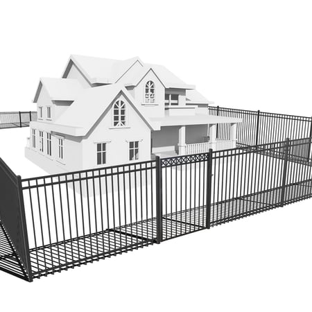 CAPHAUS 100FT Heavy Duty Flat Top Fence Barrier Kit, Anti-Rust Metal Steel Fence with 5FT Height X 6FT Width Panels, with Decorative Fence Gate, Posts, Connectors, Outdoor Fencing for Yard