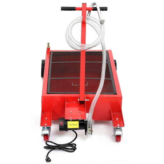 Telyswee 20 Gallon Electric Oil Drain Pan with 110V Pump & 7.2ft Hose, Low Profile & T Folding Handle Oil Drain Cart for Truck Cars SUVs, Red