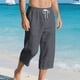 thumbnail image 2 of Pocket Chart Stand Style Casual Casual Cordón de Color Sólido de los Hombres Capris con Bolsillo Lateral para Verano Al Aire Libre, 2 of 9