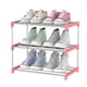 thumbnail image 1 of Kearding Zapatero de 4 niveles, organizador de zapatos de acero inoxidable multicapa, estante de almacenamiento para puerta de entrada, azul Almacenamiento y organización del hogar rosado 3 capas Kearding HA003484-02, 1 of 6
