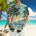 thumbnail image 2 of Lumtrix Mens Hawaiian Shirt Button Down Short Sleeve Beach Shirts Floral Tropical Print 2025 Summer Tshirt Lapel Collared Tops Light Blue M, 2 of 5
