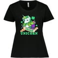 thumbnail image 3 of Inktastic St Patricks Day Irish Unicorn Illustration with Shamrocks Women's Plus Size T-Shirt, 3 of 5