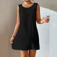 thumbnail image 6 of Women Beach Smock Backless Round Neck Sleeveless Solid Color Loose Sun Protection Anti-UV Soft Breathable Bikini Swimsuit Cover-up Lady Beach Dress, 6 of 7