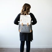 Parker Baby Diaper Backpack Large Bag With Insulated Pockets Stroller Straps And Changing Pad Birch Cream