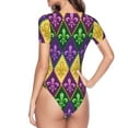 thumbnail image 4 of Gaeub Mardi Gras4 Women'S Short Sleeve One Piece Swimsuit Sexy High-Waisted Bodysuit For Swimming, Beach, Sports - Large, 4 of 9