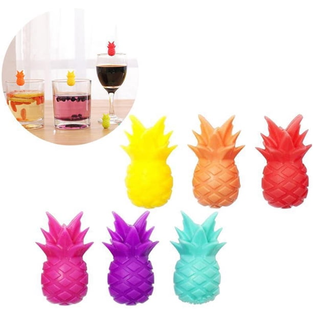 Ananas Decoration Argenté 12 Marqueurs Verre En Silicone Ananas - Pour Verres à Vin, 6 Couleurs Verres à Vin Couleur