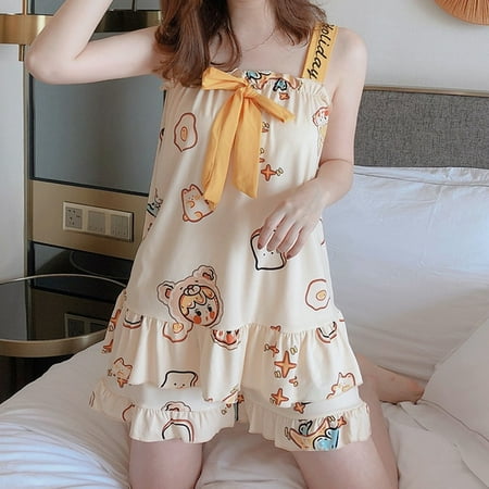 

PIKADINGNIS Lady Style Summer Sleepwear Set New Sling Shorts Dee Sexy Pajama Set Cute Womens Home Wear Clothes Print Pyjamas Set
