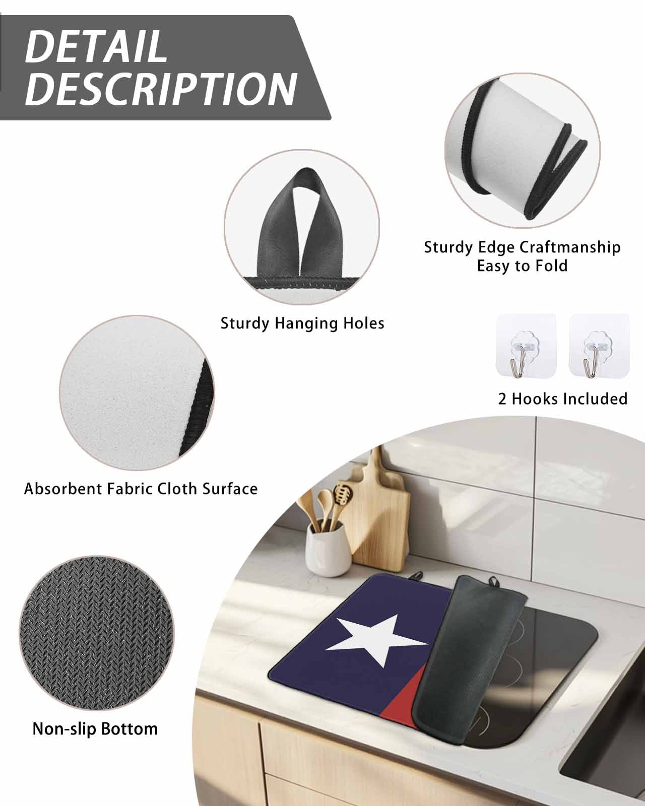 Stove Top Covers for Electric Stove,Blue Red White Texas Flag with Star Glass Stovetop Cover Protector,Minimalistic Geometric Stripe Cooktop Protector Oven Mat for Kitchen Countertop 24"x21"
