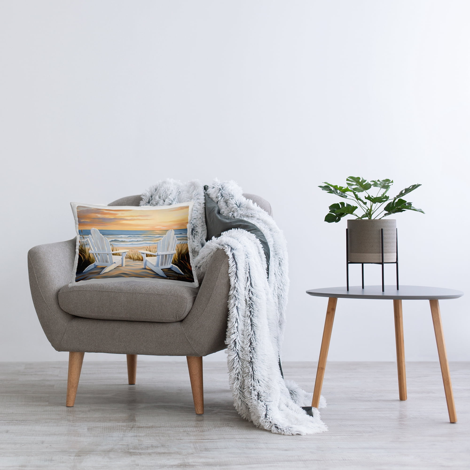 Stupell Industries Wave Watching Spot at Sunset Decorative Printed Throw Pillow, design by Petal Prints Design, 14 x 7 x 20