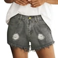 thumbnail image 3 of ClodeEU Women's Distressed Denim Shorts ,Trendy Casual Summer Jean Shorts Gray,Womens Plus XXXL, 3 of 9