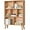 Natural, variant on CRXX 7 Cube Bookshelf, 3 Tier Modern Bookcase with Legs, Mid-Century Modern Wood Book Shelves Storage Freestanding Organizer Display Shelf for Bedroom,Living Room,Office-Retro Grey-80 CM-With Legs