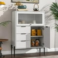 thumbnail image 6 of EXRACING Modern Sideboard Cabinet with 3 Drawers, 1 Solid Door & 1 Glass Door, Storage Buffet for Kitchen, Dining Room, Hallway, 33.46" W, 6 of 9