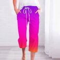 thumbnail image 2 of Plebaso Capri Pants for Women 2025 Drawstring Wide Leg Cropped Trousers Summer Gradient Color Casual Pants, 2 of 5