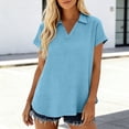 thumbnail image 6 of Kukoosong Women's Classic Polo Shirts Solid Color Short Sleeve Notch Neck with Button Placket for Summer Tennis and Sports, Casual and Preppy Polos for Women, 6 of 7