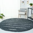thumbnail image 3 of SAFAVIEH Venus Anuki Striped Shag Area Rug, 5'3" x 5'3" Round, Dark Grey/Ivory, 3 of 9