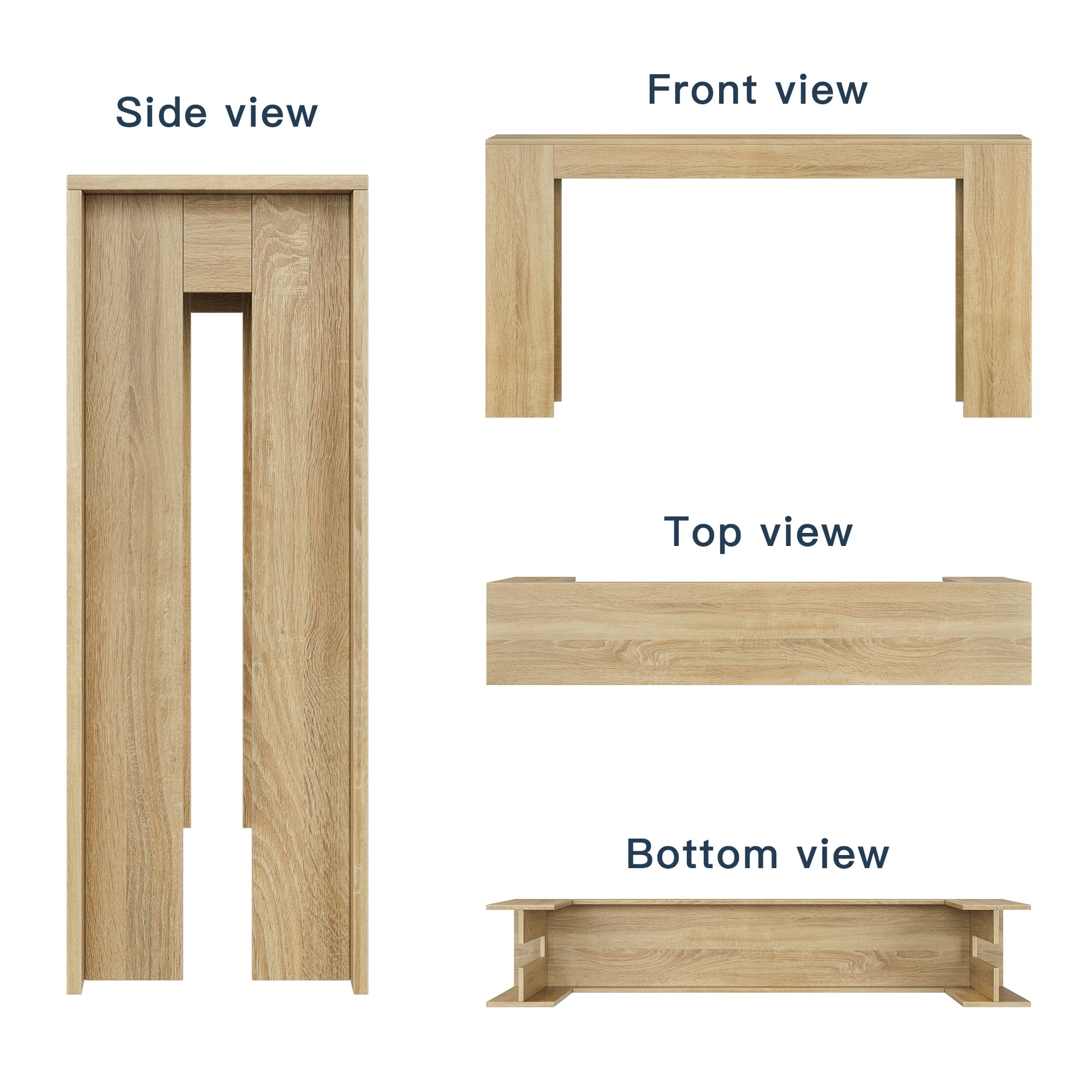 Domi Bonn Modern Oak Console Table, Extra-Long 62.99” Slim Profile with Waterproof Easy-Clean Finish, Sturdy Versatile for Entryway, Living Room