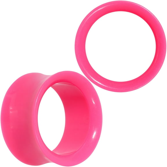 Body Candy Womens 7/8" 2Pc Pink UV Acrylic Saddle Plugs Double Flare Plug Tunnel Ear Plug Gauges 22mm