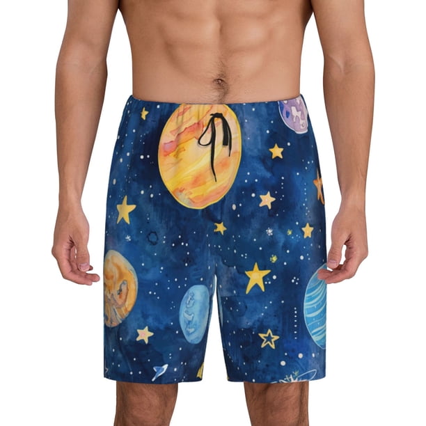 Fotbe Planets And Stars1 Pantalones Cortos de Pijama para Hombre, Ropa de Dormir, Pantalones de Pijama Cortos para Hombre-XX-Large