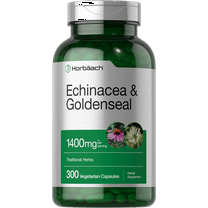 Echinacea Goldenseal Extract | 1400mg | 300 Vegetarian Capsules | by Horbaach