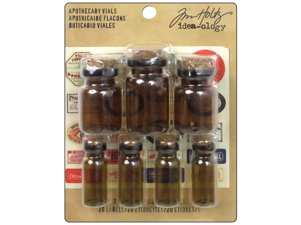 Apothecary Amber TH93302 NEW Tim Holtz® Idea-ology® Corked Glass Vials 