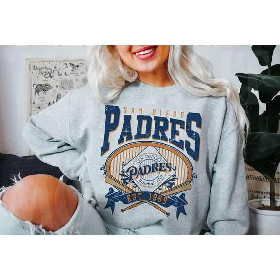 San Diego Baseball Sweatshirt | Vintage Style Padres Baseball Crewneck Sweatshirt | San Diego EST 1969 Sweatshirt | Game Day, Ash Color