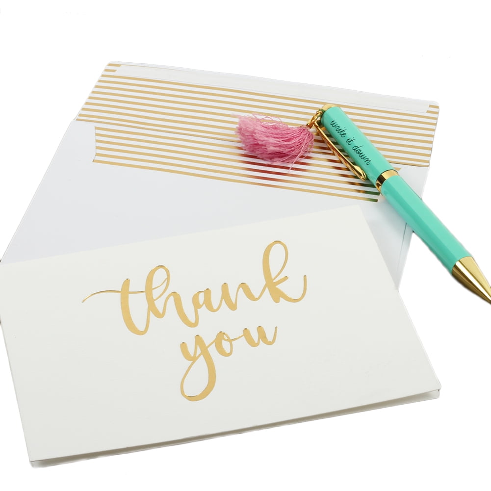 Gold Hot Stamped Greeting Cards Thank You Cards Pack of 100 With Envelopes Gold Hot Stamped Greeting Cards Thank You Cards Pack of 100 With Envelopes