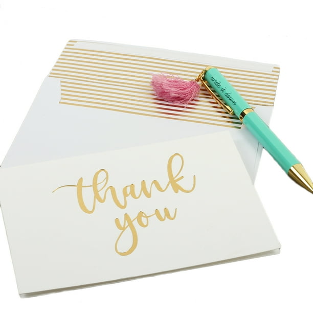 Andaz Press Gold Foil Letterpress Thank You Cards with Self Seal