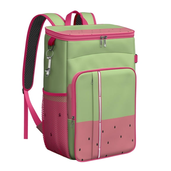 Geometric Watermelon Pattern Cooler Backpack, Tropical Fruit Insulated Bag for Beach Trips and Summer Fun