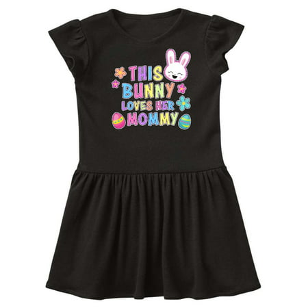 This Bunny Loves Her Mommy with Bunny Face and Flowers Toddler Dress