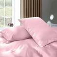 thumbnail image 4 of Cloud Fino Silk Satin Sheet Set| 100% Pure Silk Satin Sheet Set 7pc Silk Fitted Sheet 15" Deep Pocket, Silk Flat Sheet, Silk Duvet Cover & Pillowcases Set !!(Cal Queen Rose Pink), 4 of 6