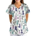 thumbnail image 5 of BDPORKAS Butterfly Scrubs for Women Stretchy Nurse Scrub Top V-Neck Casual Nursing Tops, 5 of 6