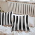thumbnail image 6 of Throw Pillow Covers 18x18 Inch Set of 2, Black Striped Waterproof Outdoor Pillow Covers, Modern Thin Line Vertical Stripes Decorative Cushion Pillowcases for Couch, Sofa, Bed, Garden, Patio, 6 of 9