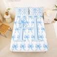 thumbnail image 5 of Erosebridal Letter H Initial Print Queen Sheet Sets For Kids,Cute Ribbon Bow Bed Set For Girls 4-Piece, 5 of 6