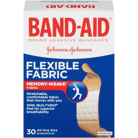 Band-Aid Brand Flexible Fabric Adhesive Bandages, 30 Count