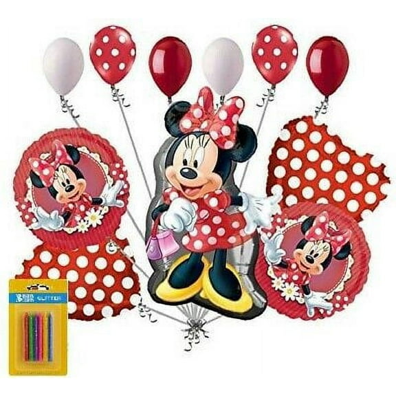 12pc Minnie Mouse Happy Birthday Balloon Bouquet Party Decoration Cartoon