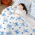thumbnail image 4 of Manfei Polka Dots Bowtie Bedding Comforter Set 7-Piece, Blue White King Bedding Sets for Girls, Girly Bow Ribbon Bed Sheets, Super Cozy Bedroom Decor, 4 of 8