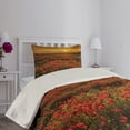 thumbnail image 2 of Ambesonne Poppy Flower Quilted Coverlet 2 Pcs, Sunset Meadow Farmland, Twin Size, Marigold Scarlet, 2 of 4