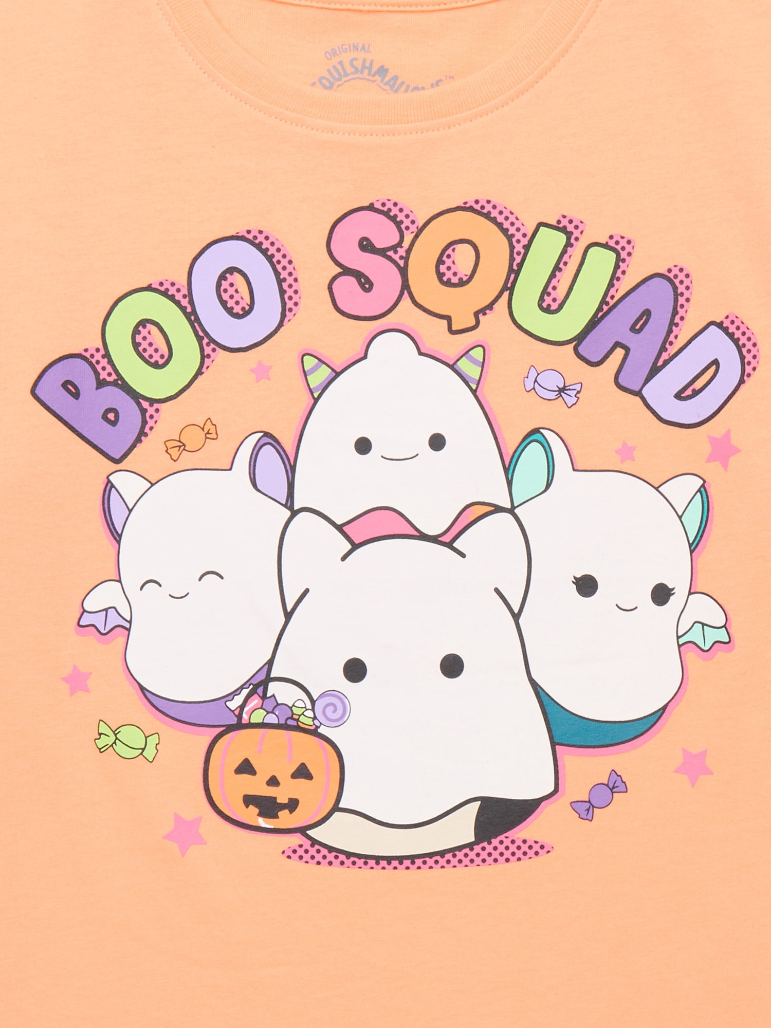 Squishmallow Boo Squad Girls Halloween Short Sleeve Graphic T-Shirt, Sizes 4-16