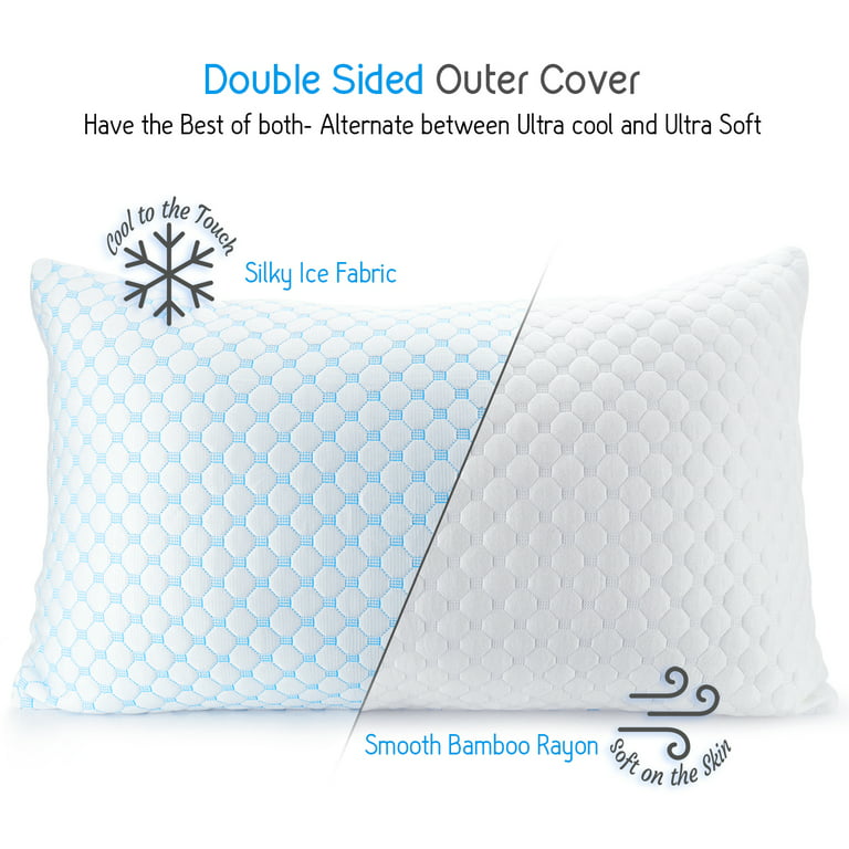 Hearth & Harbor Temperature Regulating Reversible Cooling Pillow, Memory  Foam Pillow, Standard/Queen Pillows 20” X 28”, 2 Pack 