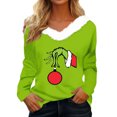 thumbnail image 1 of Women's Christmas Long Sleeve V-Neck T-Shirt Floral Pattern Polyester Blend Junior Fall Polyester Blend Junior Fall Winter Tee FN24749, 1 of 10