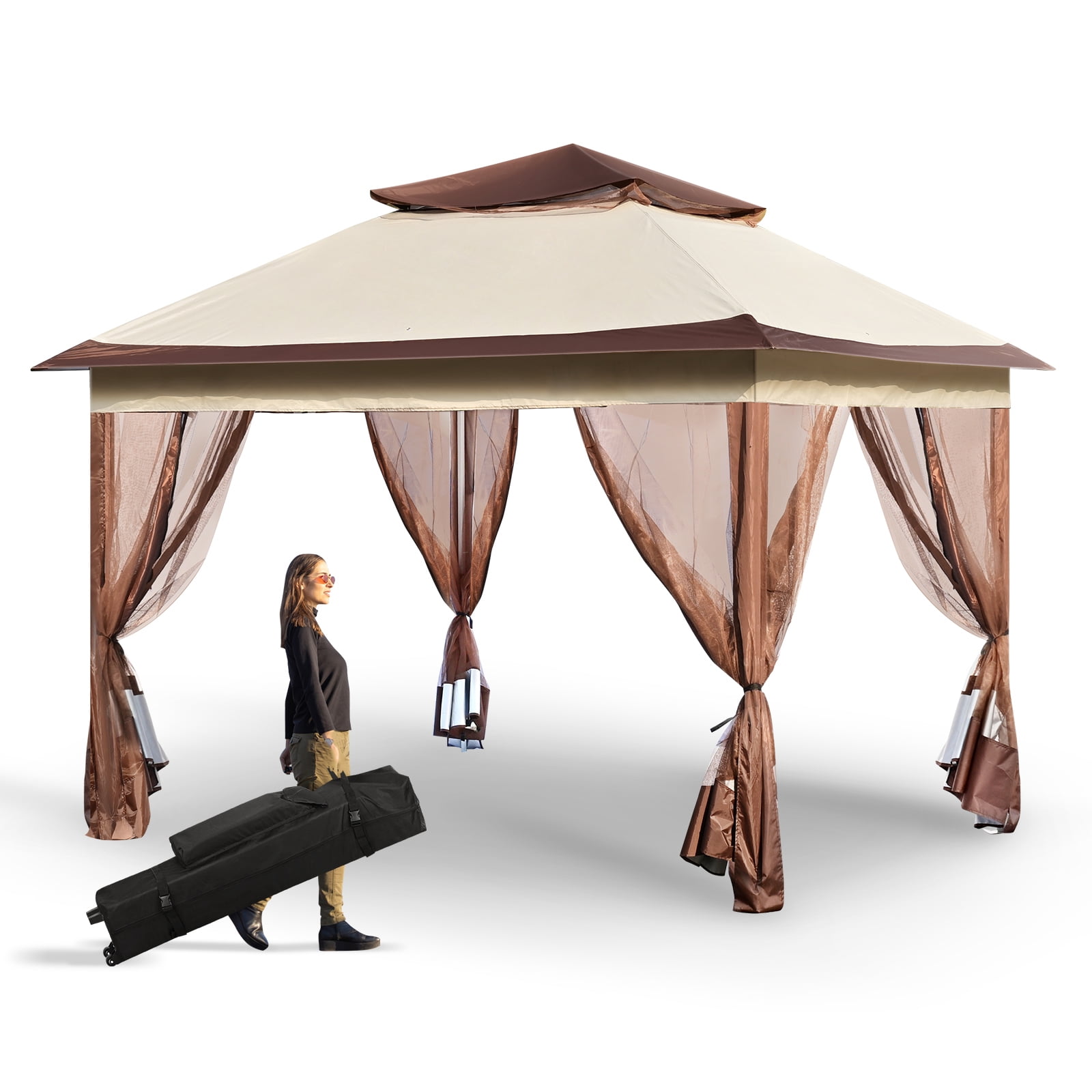 SKYSHALO 11x11 FT Pop-Up Gazebo, UPF 50+, Waterproof, Bug