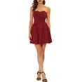 thumbnail image 1 of INSPIRE CHIC Robe pour Femme Décolleté Cœur Sans Bretelles Fermeture Éclair Apparente Mini Robe Évasée TG Rouge Vin, 1 of 6