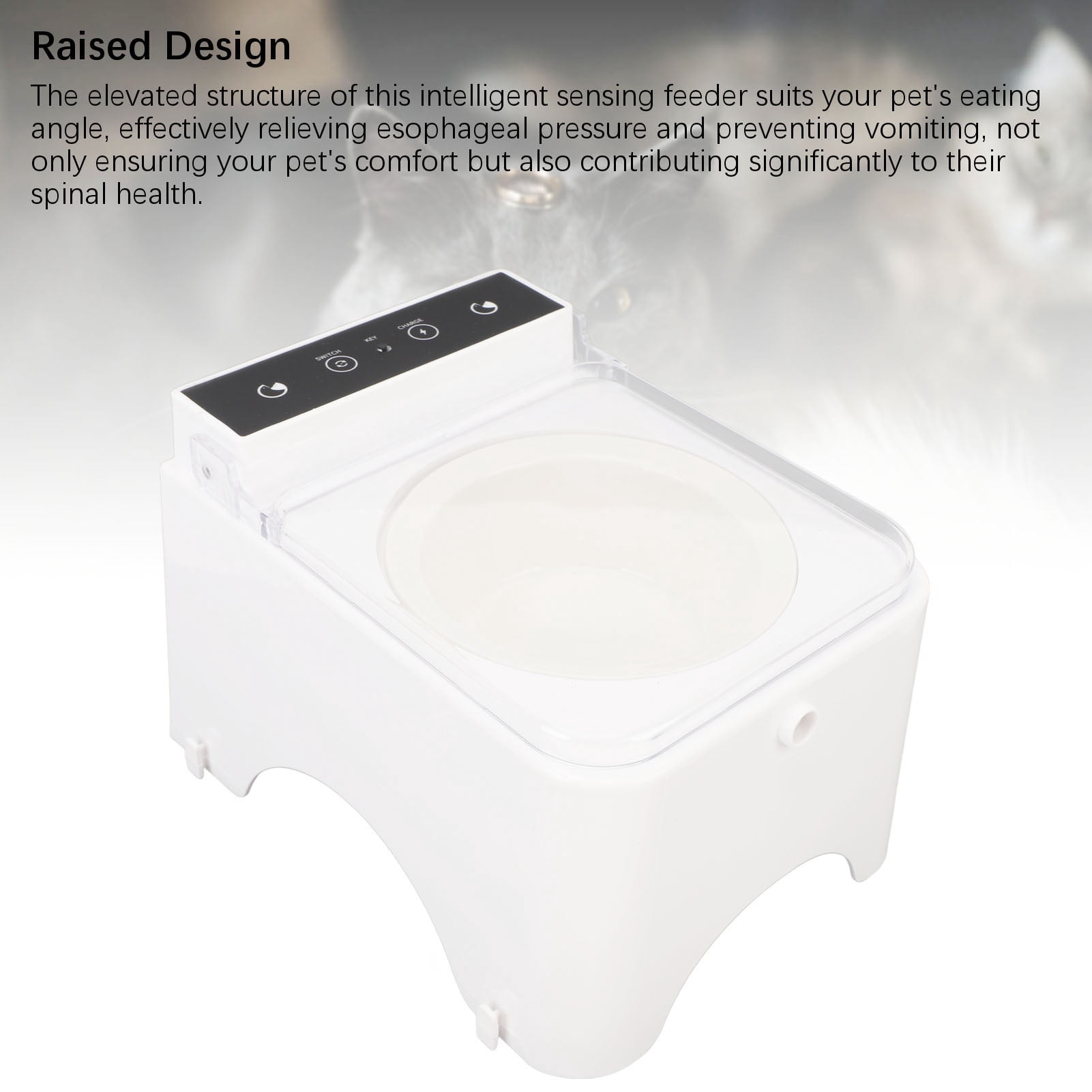 Suodoka Cat Automatic Sensing Feeder Transparent Lid Raised Hygienic Intelligent Cat Dog Feeder Bowl for Home Indoor Style 2