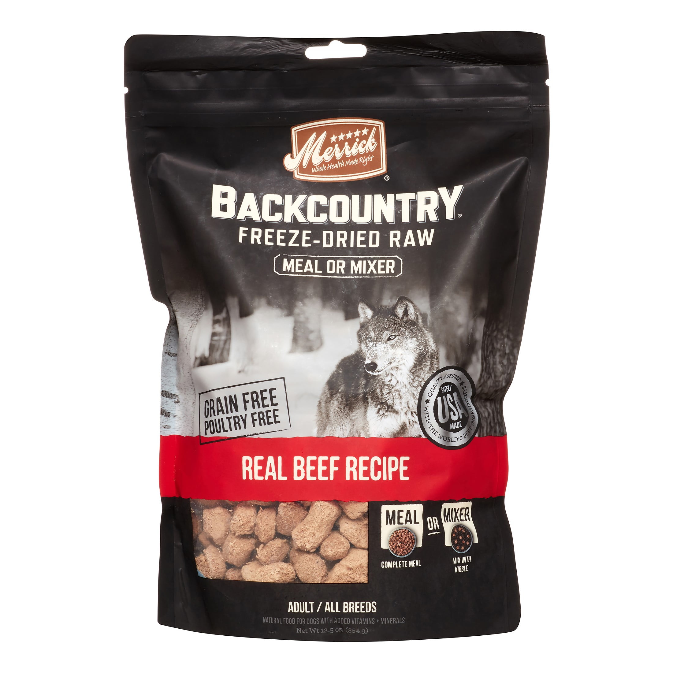 Merrick Backcountry GrainFree Real Beef Recipe Freeze Dried Dog Food, 12.5 oz