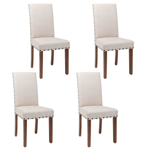 Snugway Handcraft Linen Solid Wood Parson Chair,Dining Chair,Set of 4