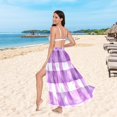 thumbnail image 6 of FORMRS Womens Beach Sarong Semi-Sheer Bikini Wrap Skirt Swimsuit Cover-ups, Purple and White Pattern, 6 of 7