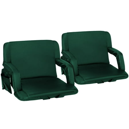 Seamander Large Size Foldable Stadium Chair for Bleacher Padded Back Support Forest Green 2 seats