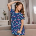 thumbnail image 6 of Salouo Plants And Flamingos Print Short Sleeve Sleepshirt for Womens Comfy Nightgown Scoopneck Cute Nightdress Ruffle -Medium, 6 of 7