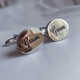 thumbnail image 3 of Gemelos de boda con pintura plateada Gemelos franceses para padrinos de boda Gemelos con letras para padrinos de boda, 3 of 6